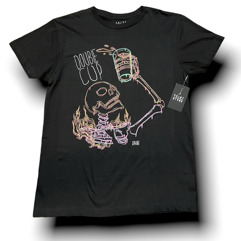 𝅺Point Black Graphic Tee NWT “Double Cup” Men’s Medium - Picture 2 of 6